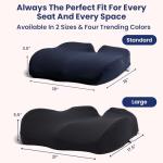Coushy | Ergonomic Seat Cushion- Car Seat Cushion/Office Desk Accessories| Chair Cushions for Dining Chairs-Home Office Chairs- Supporting Other Sciatica Pain Relief Devices (Black, Standard)