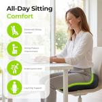 AUVON Gel Seat Cushions for Office Chairs, Ergonomic Memory Foam Chair Cushions for Long-Sitting Support & Sciatica, Back, Tailbone Pain Relief, Breathable Car Seat Cushion with Anti-Slip Base