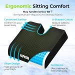 AUVON Gel Wheelchair Seat Cushion, Relieve Sciatica, Back, Coccyx, Pressure Sore and Ulcer Pain, Refreshing Ergonomic Chair Cushion with Waterproof Silk Fabric, Anti-Slip Cover
