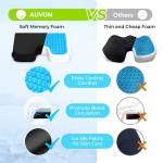 AUVON Gel Wheelchair Seat Cushion, Relieve Sciatica, Back, Coccyx, Pressure Sore and Ulcer Pain, Refreshing Ergonomic Chair Cushion with Waterproof Silk Fabric, Anti-Slip Cover