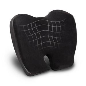 Mind Reader Air-Cloud Memory Foam Seat Cushion, Ergonomic Support for Lower Back, Coccyx, and Hip Pain Relief, Promotes Better Posture, Washable Cover, Black