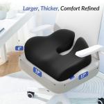 ZIKEE Thickened Seat Cushion, Ergonomic Memory Foam Hemorrhoid Pillow for Hip, Sciatica, Long Sitting Relief, 6.0" Thick Office Chair Cushion with Widened Cutout for Tailbone Pain Relief in Car, Home