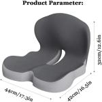 Kurbetts Back and Seat Cushion,Ergonomic Memory Foam L-Shaped Integrated Seat Cushions with Adjustable Strap,Ultra Breathable Non-Slip Design for Office Chair,Car,Wheelchair (Gray)