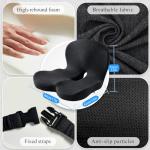 Mosxoed Seat Cushion for Truck Driver, Memory Foam Truck Seat Cushion with Adjustable Strap – Ergonomic Back Support & Sciatica Relief for Long Drives, Semi Truck Accessories, Dark Gray