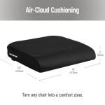 Mind Reader Air-Cloud Seat Cushion, Ergonomic Support for Posture, Pressure Relief, and Pain Reduction, Portable with Washable Cover, Memory Foam, Black