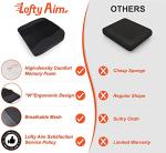 Lofty Aim Car Seat Cushion, Comfort Memory Foam Car Cushions for Driving - Sciatica & Lower Back Pain Relief, Driver Seat Pillow for Auto, Office Chair, Wheelchair - Black