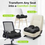 AUVON Gel Seat Cushions for Office Chairs, Ergonomic Memory Foam Chair Cushions for Long-Sitting Support & Sciatica, Back, Tailbone Pain Relief, Breathable Car Seat Cushion with Anti-Slip Base