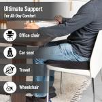 Mind Reader Air-Cloud Memory Foam Seat Cushion, Ergonomic Support for Lower Back, Coccyx, and Hip Pain Relief, Promotes Better Posture, Washable Cover, Black