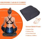 kingphenix Premium Car Seat Cushion, Memory Foam Driver Seat Cushion to Improve Driving View- Coccyx & Lower Back Pain Relief - Seat Cushion for Car, Truck, Office Chair (Leather Black)