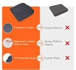 kingphenix Premium Car Seat Cushion, Memory Foam Driver Seat Cushion to Improve Driving View- Coccyx & Lower Back Pain Relief - Seat Cushion for Car, Truck, Office Chair (Leather Black)