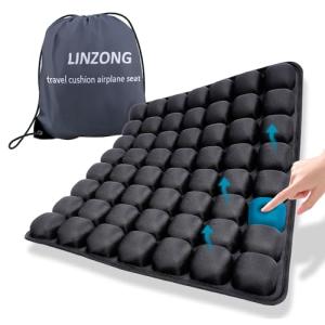 LinZong Travel Cushion Airplane Seat,Plane Seat Cushion for Long Flights,Portable Inflatable Seat Cushion for Air Travel,Office,Car and Wheelchair,Comes with Air Pump and Storage Bag