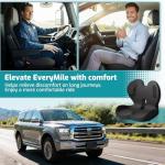 Memory Foam Seat Cushion,Office Chair Cushion with Lumbar Support,L-Shape Ergonomic Cushions with Strap,Non-Slip Sciatica,Hemorrhoids, Tailbone Pain Relief for Office Workers,Driver (Black+ Gray)