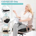 Office Chair Seat Cushion, Cooling Gel Enhanced Memory Foam Cushion for Long Sitting - Back, Sciatica, Coccyx, Tailbone Pain Relief Pillow - for Office, Gaming, Car, Wheelchair - Black, X-Large