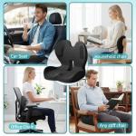 Memory Foam Seat Cushion,Office Chair Cushion with Lumbar Support,L-Shape Ergonomic Cushions with Strap,Non-Slip Sciatica,Hemorrhoids, Tailbone Pain Relief for Office Workers,Driver (Black+ Gray)