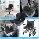 Tasunte Ergonomic Seat Cushion for Truck Drivers, Office Chair Seat Cushions for Office Chair with L-Shaped, Memory Foam Chair Cushion with Back Support for Long Sitting Office Worker(Black Gray)