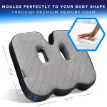 Healthfix® Orthopedic Seat Cushion – Ergonomic Memory Foam Coccyx Cushion with Washable Breathable Cover & Non-Slip Base – Tailbone & Sciatica Pain Relief Pillow for Office Chair (Medium)