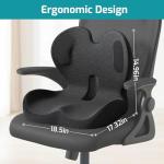 Memory Foam Seat Cushion,Office Chair Cushion with Lumbar Support,L-Shape Ergonomic Cushions with Strap,Non-Slip Sciatica,Hemorrhoids, Tailbone Pain Relief for Office Workers,Driver (Black+ Gray)