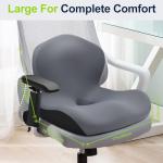 BANKQF X Large Seat Cushion, Office Chair Cushion, L-Shaped Ergonomic Car Seat Cushions, Memory Foam Chair Cushion, Lumbar Support Pillow for Wheelchair, Car, Home, Office, Desk, Gray