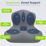 BANKQF X Large Seat Cushion, Office Chair Cushion, L-Shaped Ergonomic Car Seat Cushions, Memory Foam Chair Cushion, Lumbar Support Pillow for Wheelchair, Car, Home, Office, Desk, Gray