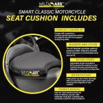 Wild Ass Smart Classic- Motorcycle Air Gel Seat Cushion, Ergonomic Air-Adjusting Pad with Straps, Universal Fit for Ultimate Comfort & Relief, Cool Flow Motorcycle Accessory for Long Rides – Black
