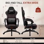 Dowinx Gaming Chair Breathable PU Leather Gamer Chair with Footrest Massage Lumbar Support, Big and Tall Ergonomic Reclining Computer Chair with Pocket Spring Cushion for Adults Teens(Black)