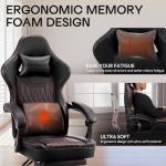 Dowinx Gaming Chair Breathable PU Leather Gamer Chair with Footrest Massage Lumbar Support, Big and Tall Ergonomic Reclining Computer Chair with Pocket Spring Cushion for Adults Teens(Black)