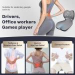 Coverado Car Seat Cushion and Lumbar Support Pillow One Piece, Memory Foam Ergonomic Back Support Driving Seat Cushion for Back Pain, Non-Slip Washable Cushion for Car, Driver, Office