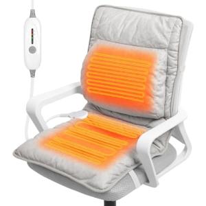 Heated Seat Cushion for Office Chair with Lumbar Support, Extra Large Heated Chair Pad for Pain Relief, Auto Shut Off, 3 Heating Levels, Chair Warmer for Full Back, Waist, Hip, Thigh, Home Use, Grey
