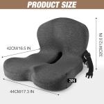 MYFAMIREA Truck Seat Cushion, Memory Foam Trucker Seat Cushion for Truck Driver Long Sitting with Adjustable Strap, Back Support and Pain Relief for Trucker Driving Office Chair and Pain, Dark Gray