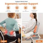 Heated Seat Cushion for Office Chair with Lumbar Support, Extra Large Heated Chair Pad for Pain Relief, Auto Shut Off, 3 Heating Levels, Chair Warmer for Full Back, Waist, Hip, Thigh, Home Use, Grey