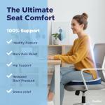 COOL GEL Memory Foam Seat Cushion, Gel Cooling Memory Foam, Office Chair Cushion for Tailbone, Sciatica & Back Pain Relief - Ergonomic U-Shaped with Non-Slip Base and Washable Cover