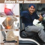 MYFAMIREA Truck Seat Cushion, Memory Foam Trucker Seat Cushion for Truck Driver Long Sitting with Adjustable Strap, Back Support and Pain Relief for Trucker Driving Office Chair and Pain, Dark Gray