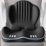 Premium Memory Foam L-Shaped Seat Cushion, Ergonomic Seat Cushion with Lumbar Support, Back & Seat Support for Office Chair, Car, Wheelchair, Tailbone & Sciatica Pain Relief, Coccyx Comfort (Black)