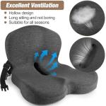 MYFAMIREA Truck Seat Cushion, Memory Foam Trucker Seat Cushion for Truck Driver Long Sitting with Adjustable Strap, Back Support and Pain Relief for Trucker Driving Office Chair and Pain, Dark Gray