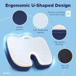 COOL GEL Memory Foam Seat Cushion, Gel Cooling Memory Foam, Office Chair Cushion for Tailbone, Sciatica & Back Pain Relief - Ergonomic U-Shaped with Non-Slip Base and Washable Cover