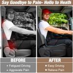 MYFAMIREA Truck Seat Cushion, Memory Foam Trucker Seat Cushion for Truck Driver Long Sitting with Adjustable Strap, Back Support and Pain Relief for Trucker Driving Office Chair and Pain, Dark Gray