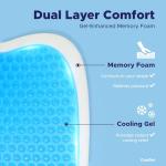 COOL GEL Memory Foam Seat Cushion, Gel Cooling Memory Foam, Office Chair Cushion for Tailbone, Sciatica & Back Pain Relief - Ergonomic U-Shaped with Non-Slip Base and Washable Cover