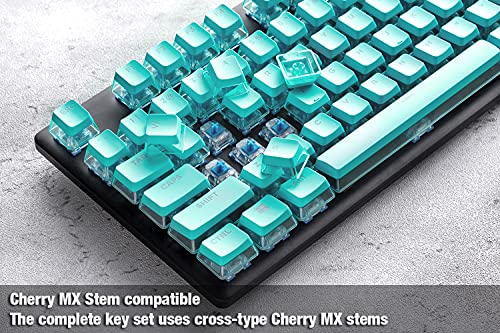 GunMjo Teal Crystal Pudding Keycaps for Gaming