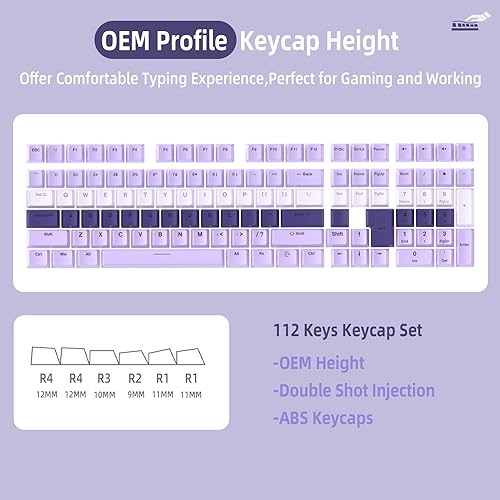 Custom 112 Key Gradient Light Purple Keycap Set