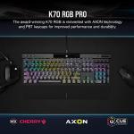 Corsair K70 RGB PRO Wired Mechanical Gaming Keyboard (Cherry MX RGB Red Switches: Linear and Fast, 8,000Hz Hyper-Polling, PBT Double-Shot PRO Keycaps, Soft-Touch Palm Rest) QWERTY, NA - Black