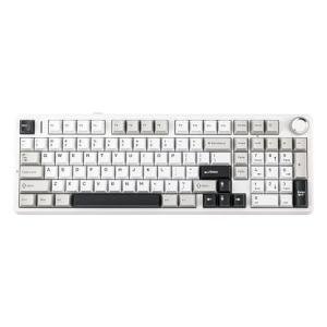 MechLands Aula F99 PRO 96% Mechanical Gaming Keyboard, BT5.0/USB-C/2.4GHz Wireless, Hot Swappable Gasket Custom Keyboard with 8000mAH Battery, Rotary Knob, RGB Backlit for Win/Mac (White Grey)