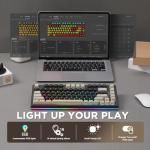YUNZII YZ75 75% Hot Swappable Wireless Gaming Mechanical Keyboard, RGB Backlights, BT5.0/2.4G/USB-C, Dye Sub PBT Keycaps for Linux/Win/Mac(Gateron G Pro Black, Black)
