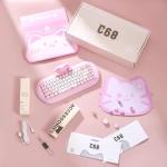 YUNZII C68 Wireless Mechanical Keyboard,65% Layout,Hot Swap,Triple Mode BT5.0/2.4G/Wired, RGB Backlit NKRO,Cute Cat Silicone Ergonomic Design for Win/Mac (Pink, Milk Switch)