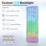 YUNZII X71 Wireless Hot Swappable Transparent Mechanical Keyboard with Clear Keycaps, 68% Layout, BT5.0/2.4G/USB-C Gasket Mount Wireless RGB Backlit for Windows/Mac(Crystal Ice Switch,White)
