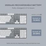 Satechi SM3 Mechanical Keyboard for Mac and Windows, 108 Keys Full Size with White LED Backlit, Wired and Bluetooth for Mac and Windows - Light Gray/White