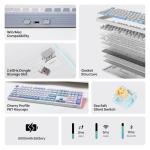 EPOMAKER TH108 Full Size Mechanical Keyboard, Wireless Gaming Keyboard with 8000mAh Battery, Creamy Gasket, 108 Keys, Hot Swap, Custom Driver, RGB Backlight (Blue&White, Sea Salt Silent)