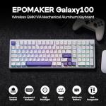 EPOMAKER Galaxy100 QMK/VIA Wireless Mechanical Keyboard with 8000mAh Battery and Numpad, CNC Aluminum, Full Size Gaming Keyboard, USB-C/BT5.0/2.4Ghz (White Purple, Marble White Switch)