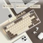 Womier 75% Keyboard Wireless, Creamy Mechanical Keyboard Gaming QMK/VIA, CNC Aluminum with 8000mAh Battery, Tri-Mode Key Board Custom Hot Swappable RGB Backlit for Windows/Mac/PC (SK71 PRO-Brown)