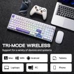 EPOMAKER Galaxy100 QMK/VIA Wireless Mechanical Keyboard with 8000mAh Battery and Numpad, CNC Aluminum, Full Size Gaming Keyboard, USB-C/BT5.0/2.4Ghz (White Purple, Marble White Switch)