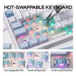 EPOMAKER TH108 Full Size Mechanical Keyboard, Wireless Gaming Keyboard with 8000mAh Battery, Creamy Gasket, 108 Keys, Hot Swap, Custom Driver, RGB Backlight (Blue&White, Sea Salt Silent)
